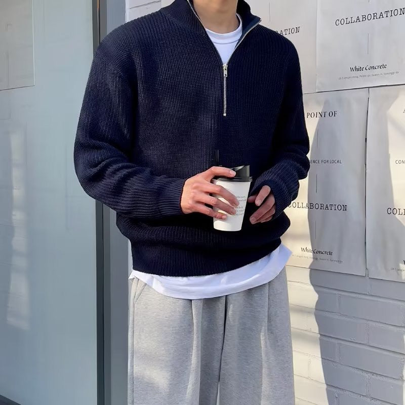 JEONJU Pull à Demi-Fermeture Éclair